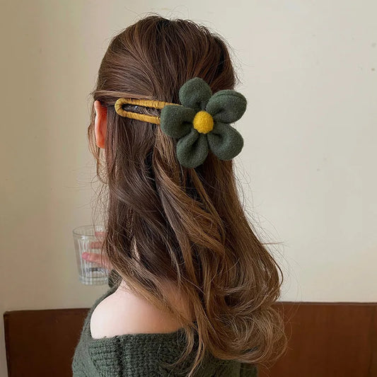 Elegant Large Plush Flower Hair Claw