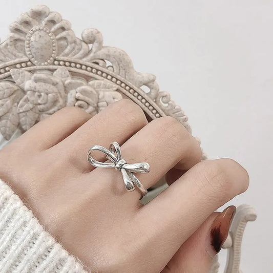 S925 Sterling Silver Bow Pattern Ring