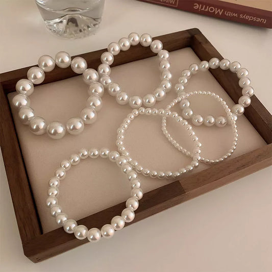 Retro Simple Pearl Elastic Bracelet