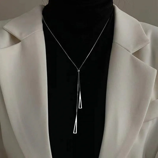 Adjustable Geometric Sweater Box Chain Long Necklace
