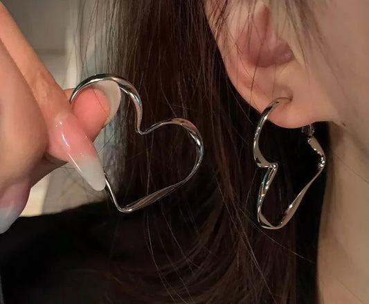 Glossy Metal Heart Earrings