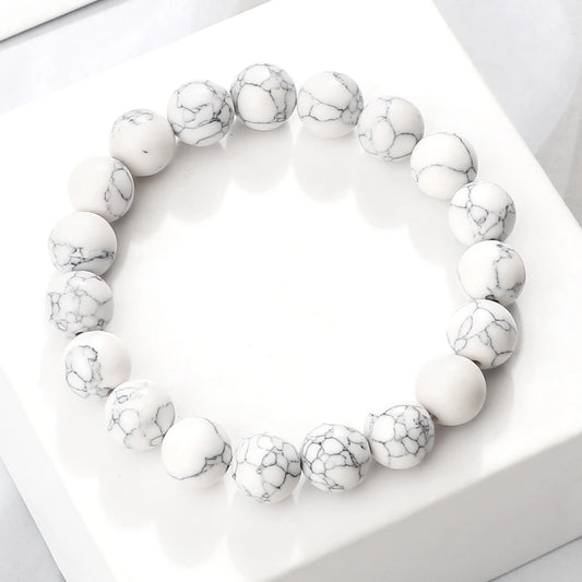 White Natural Stone Elastic Bracelets