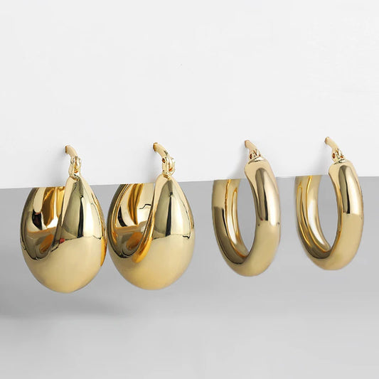 18K Gold Plated Chunky Hoop Earrings