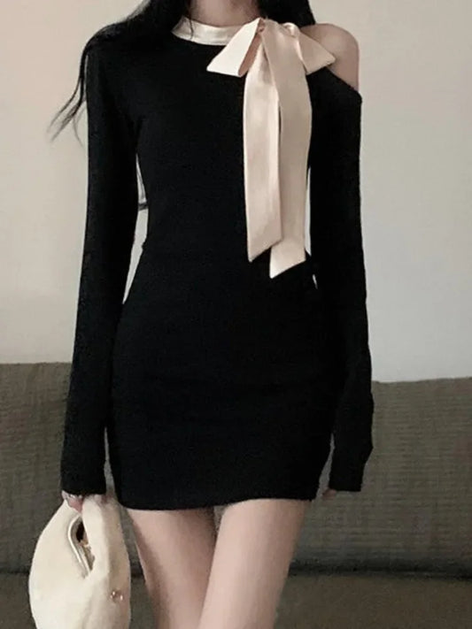 Off Shoulder Black Mini Dress