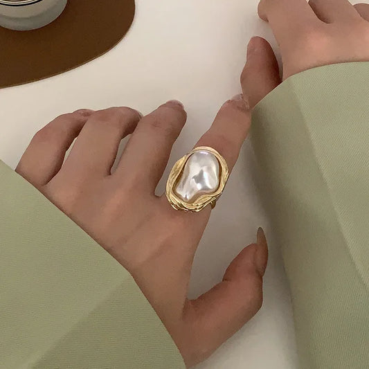 Starfish Pearl Gold Adjustable Ring