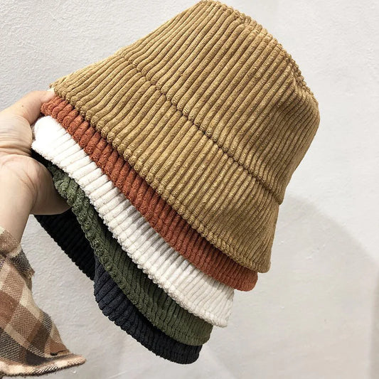 Solid Color Corduroy Bucket Hat