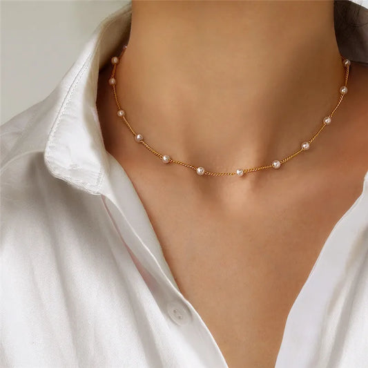 Pearl Collar Choker Necklace